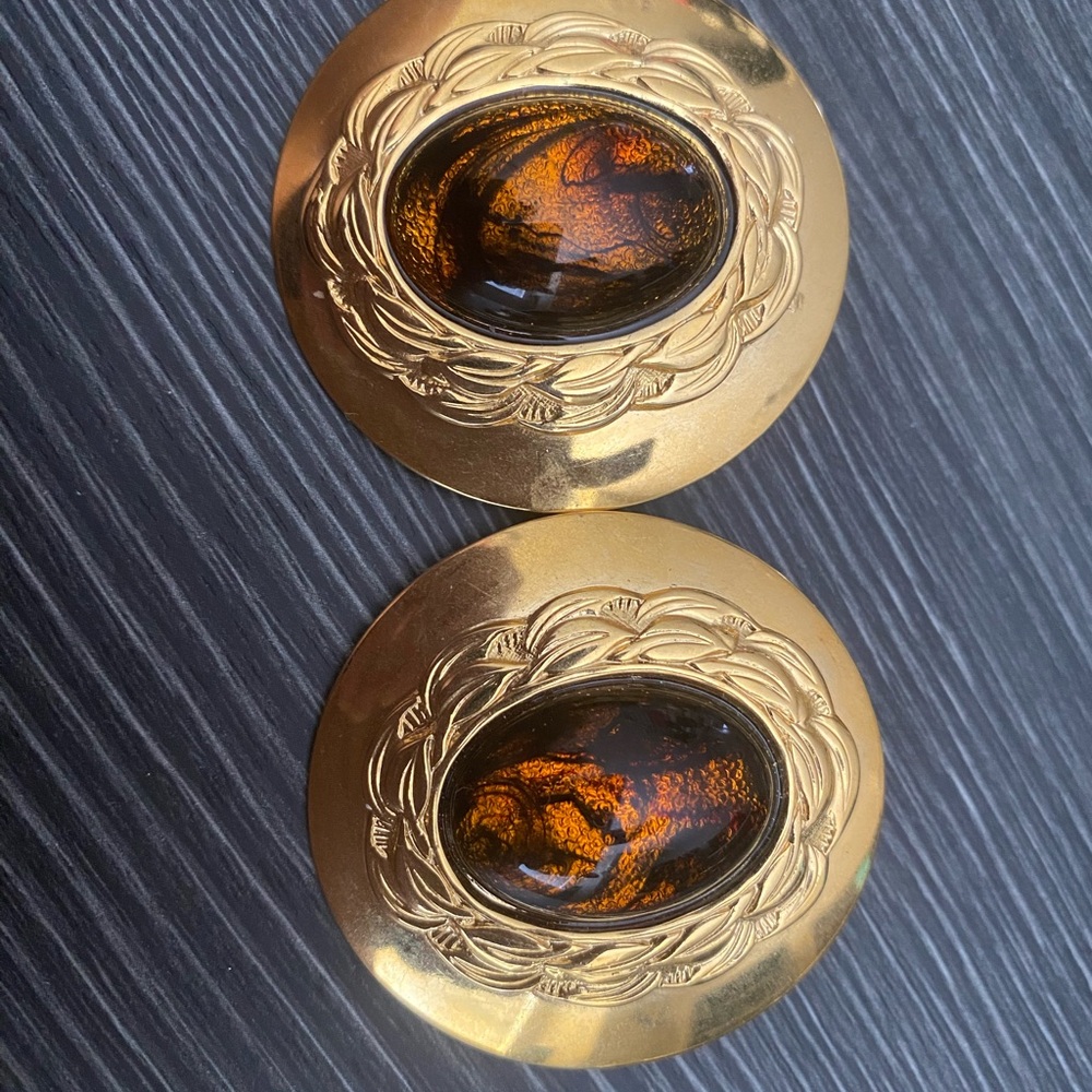 Elegant Gold and Brown big earrings